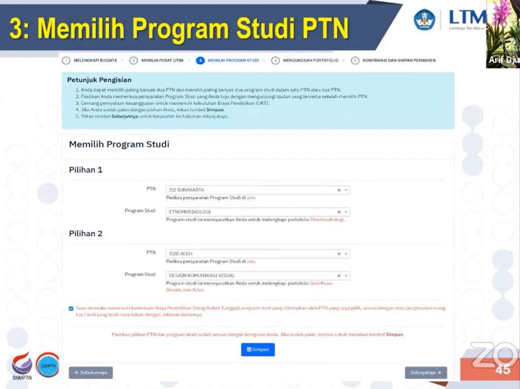 Langkah Pendaftaran UTBK-SBMPTN 2020, Isi Data Diri Hingga Simpan